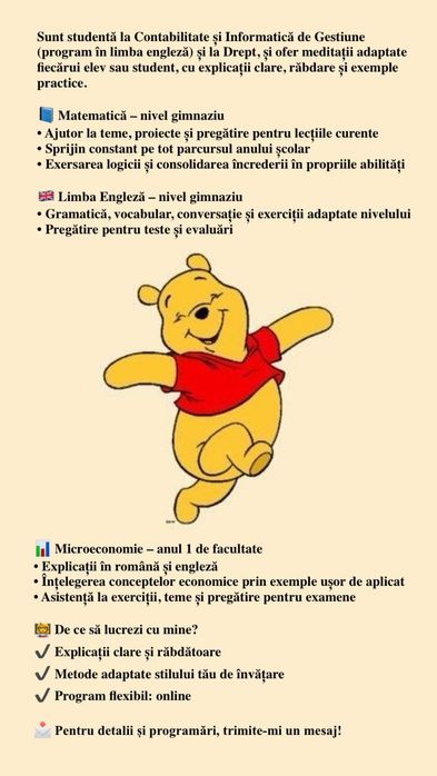 Meditatii gimnaziu si anul 1 facultate