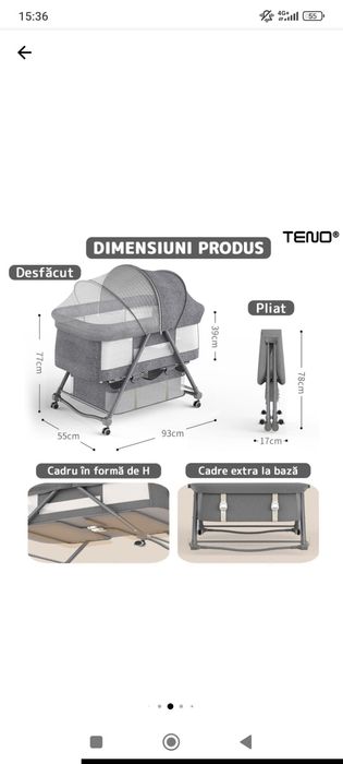 Patut Pliabil pentru Bebelusi Teno