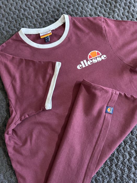 ELLESSE Meduno Ringer T-Shirt | Burgundy/White