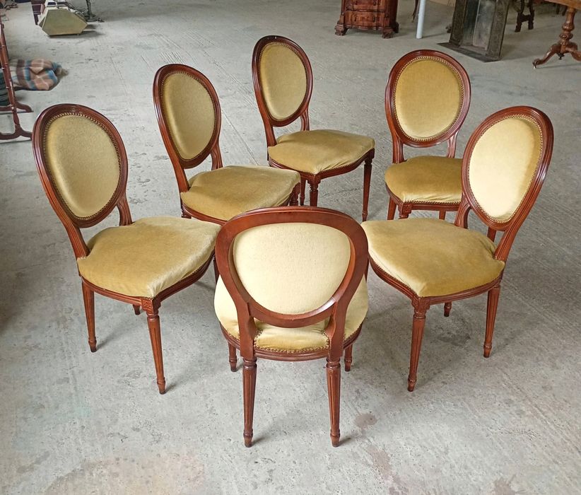 Set 6 scaune frantuzesti medalion din lemn masiv