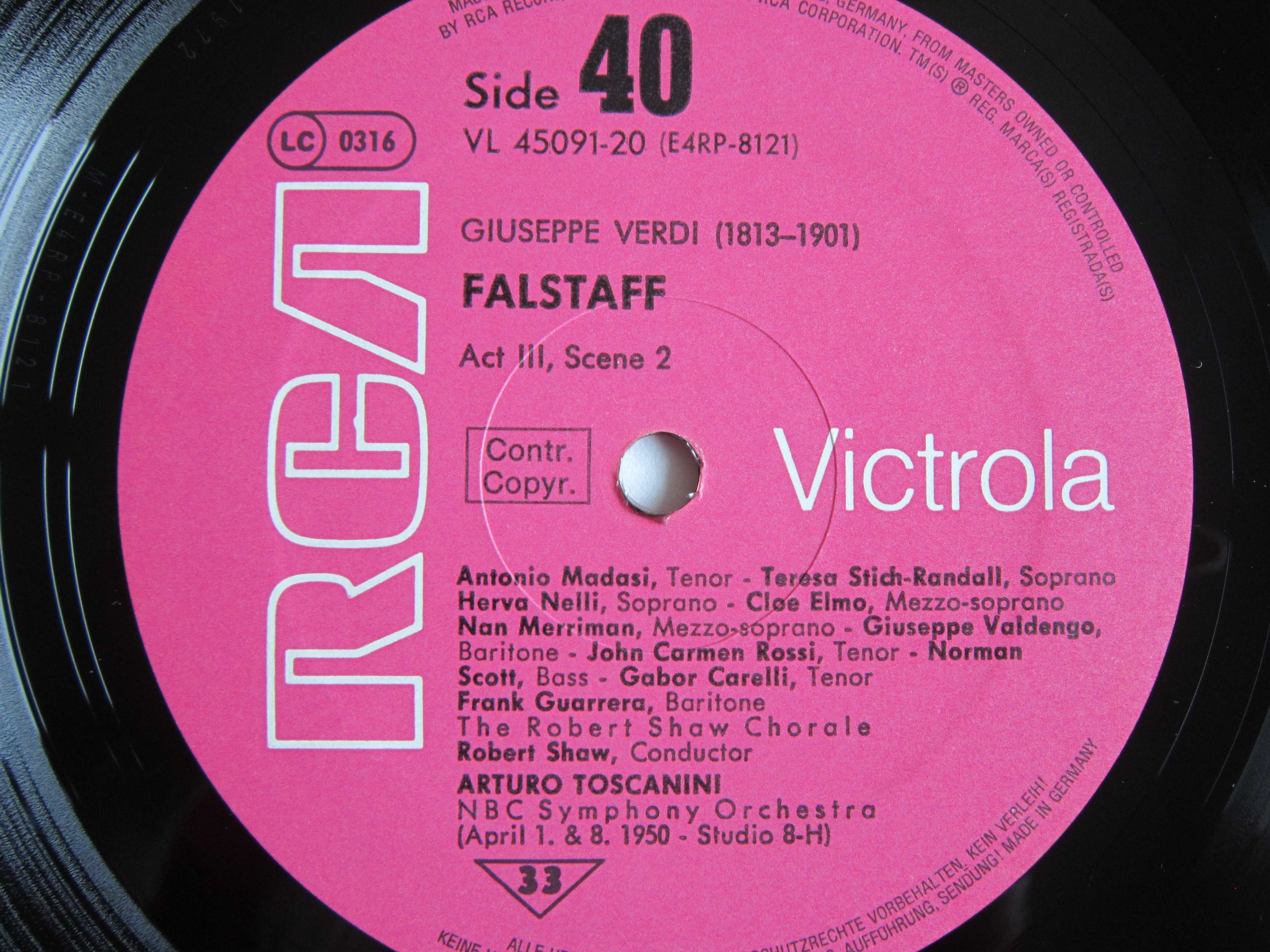 vinil rar Verdi - Falstaff dir. Arturo Toscanini 3LP Germany 1972