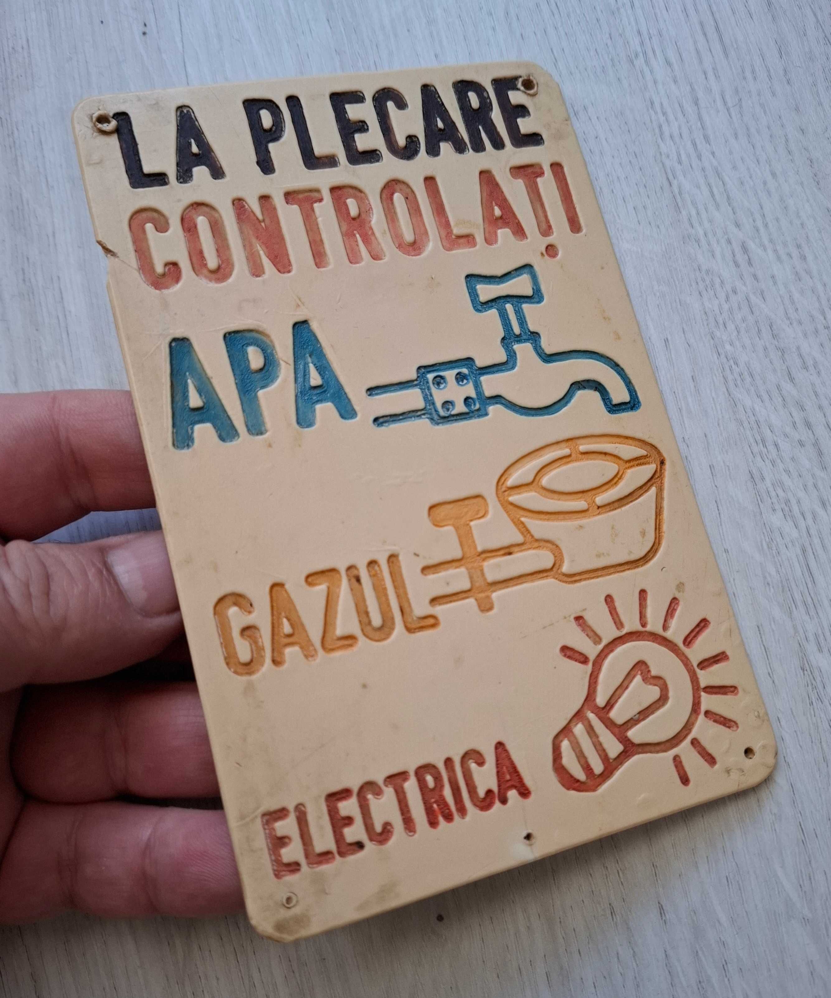 Placheta placuta de avertizare - colectie - comunista - vintage