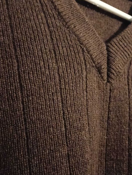 Pulover clasic anchoir bărbați maro 100% lână, XL, NOS