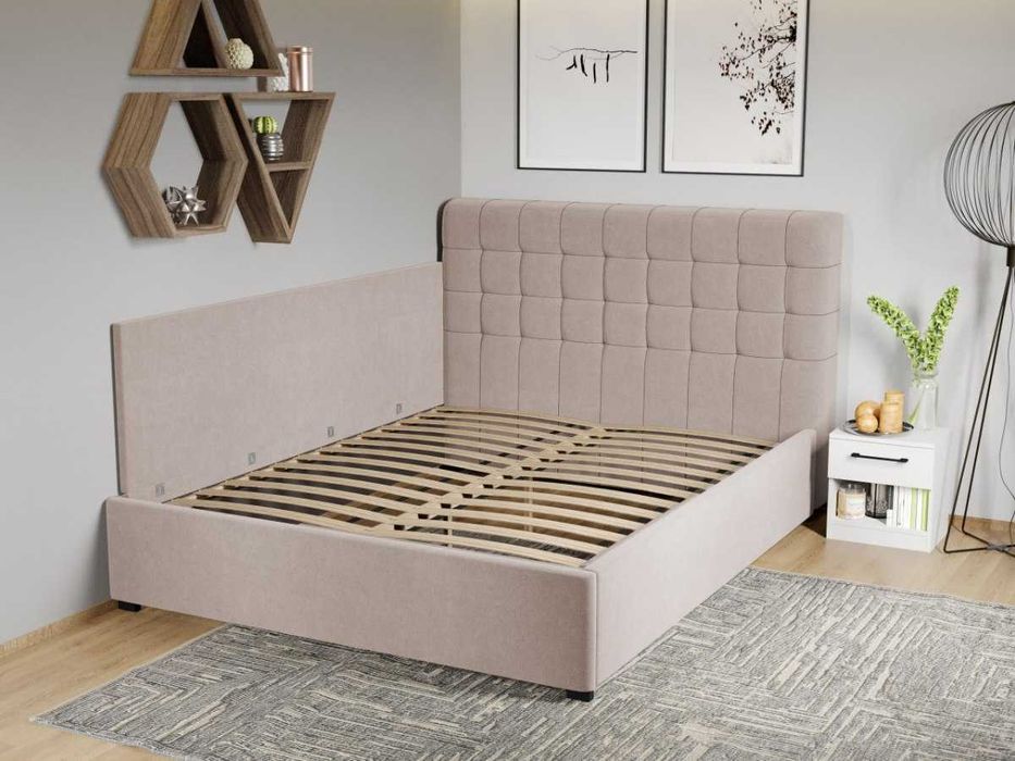 Pat Tapitat de colt Rivo Bej-Swing 2 cu somiera fixa