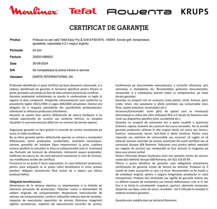 Friteuza air frayer Tefal Easy Fry & Grill EY501815