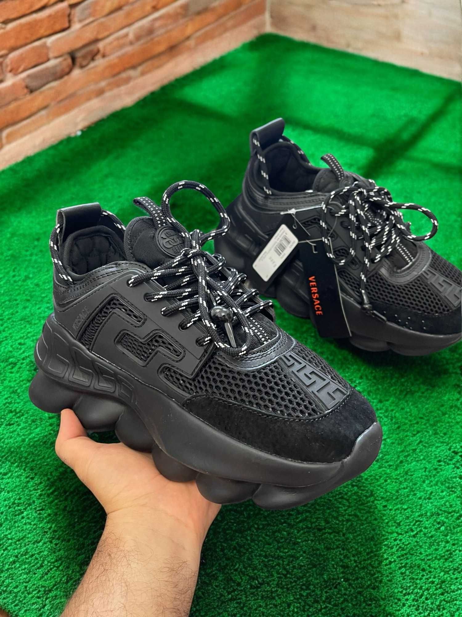 Adidasi Versace Chain Negru - Adidasi Premium Full Box Piele naturala
