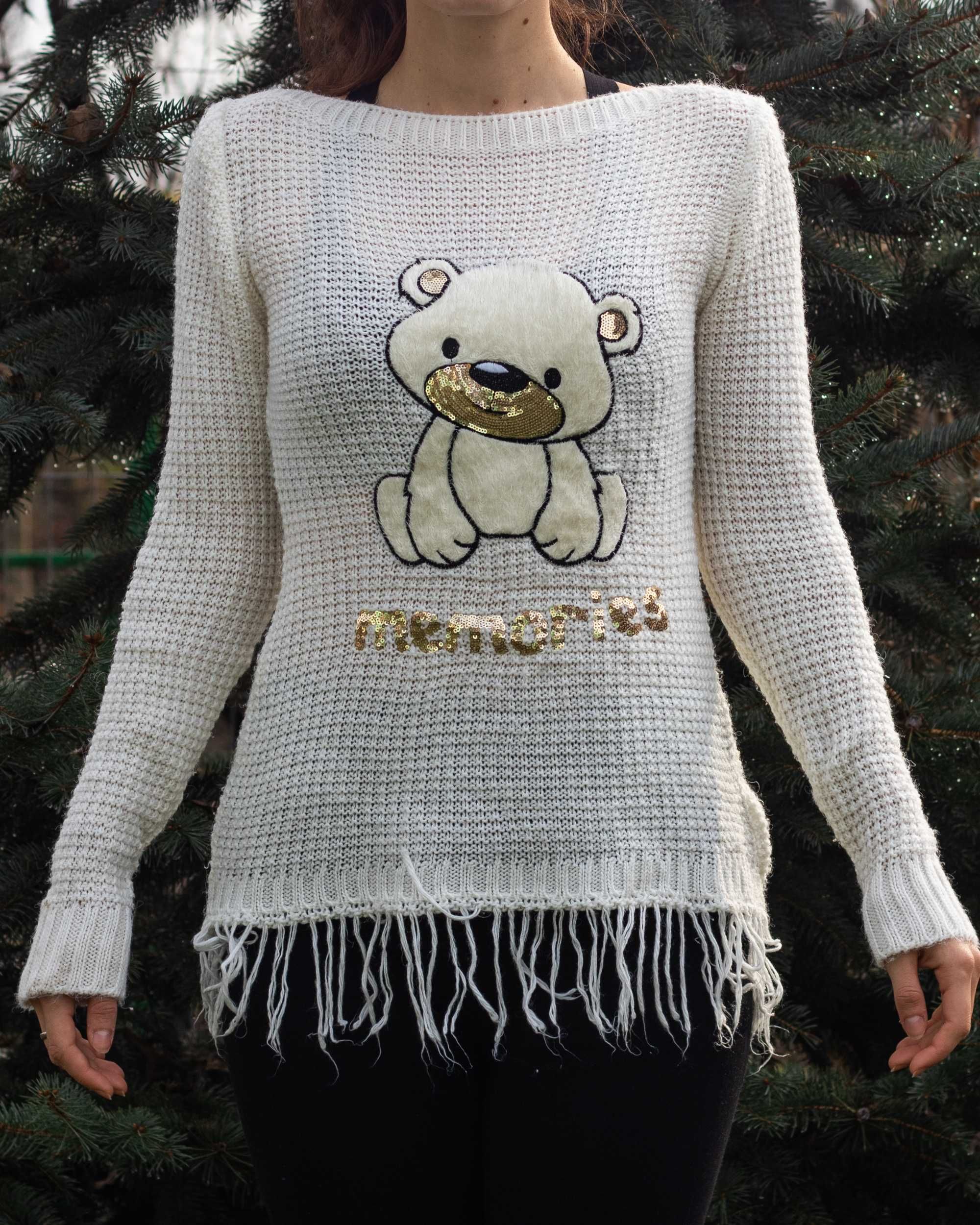 Pulover tricotat cu model ursuleț, S/M