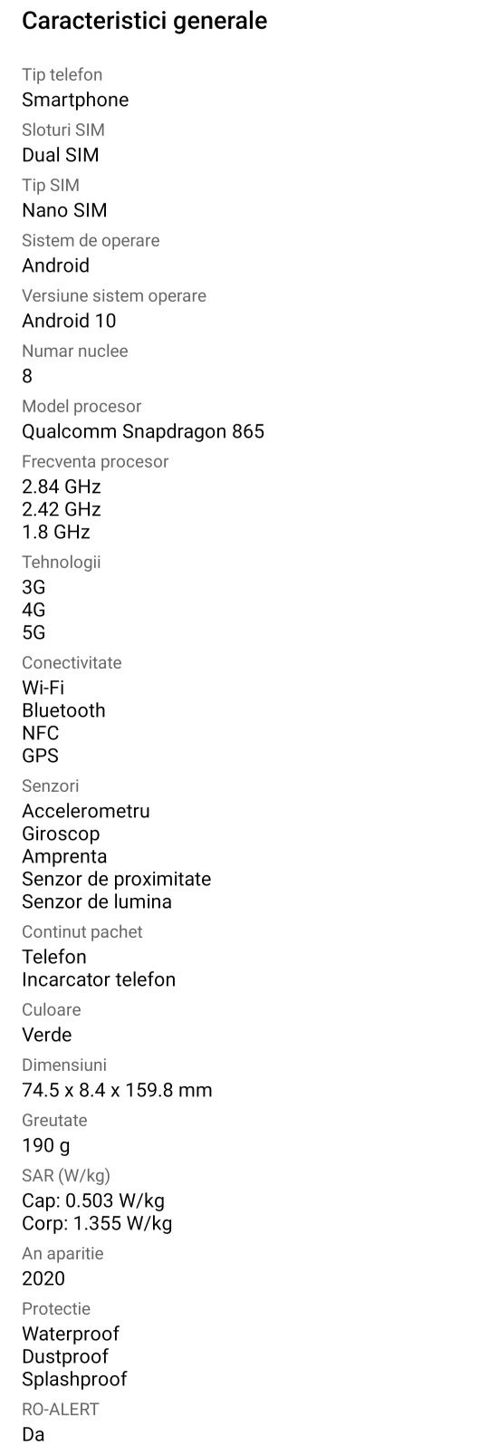 Telefon mobil Samsung Galaxy S20 FE, Dual SIM, 128GB, 6GB RAM, 5G, Clo