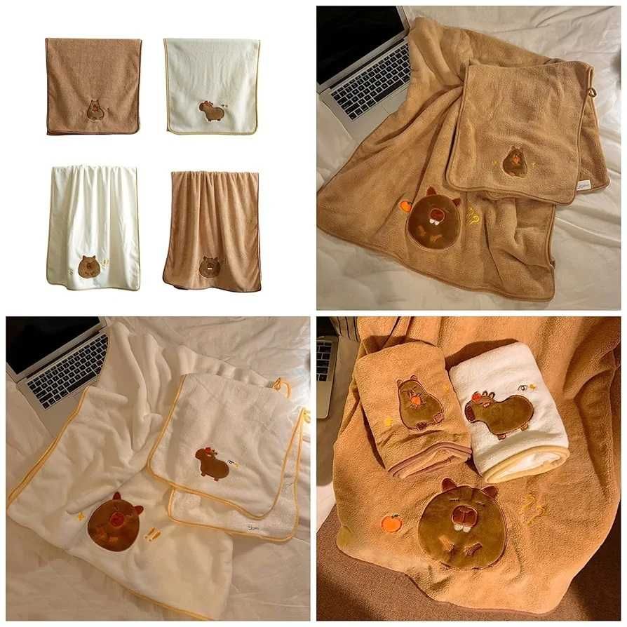 Плюшена играчка Капибара + Комплект Хавлия за баня и кърпа за лице