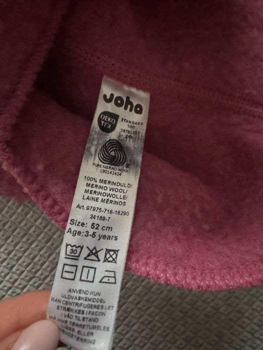 Cagula Joha 52 cm, 3-5 y, 100% lana merinos flece, perfecta pt iarna