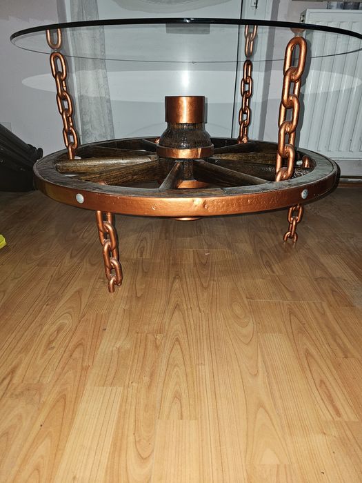 Măsuță rustica roata caruta