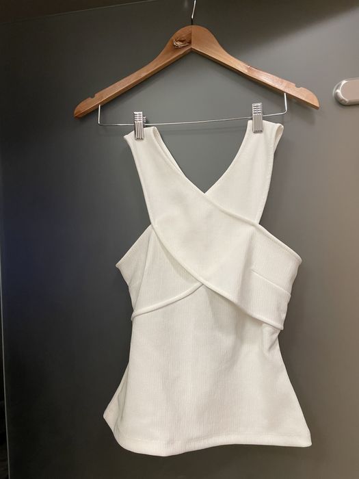 Maieu, Top, Alb,  cu decupaj, model bande petrecute, Zara, 38