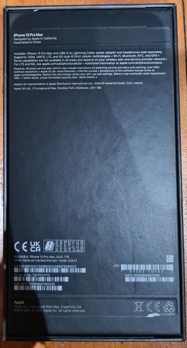 Cutie Originala iPhone 13 Pro Max, Gold, 1TB