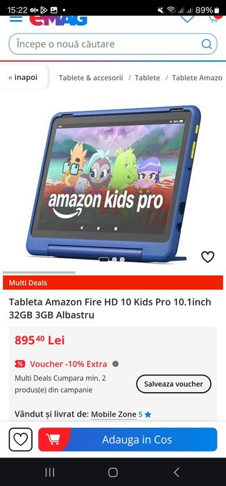 Tableta Amazon Fire HD 10 Kids Pro 10.1 inch 32GB 3GB Albastru
