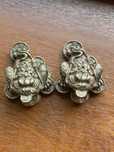 Set două figurine cu broscuța banilor/Chan Chu/bronz masiv/3,5×7,5cm.
