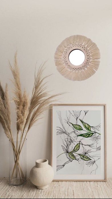 Подарок. Новый год. Интерьерные зеркала из акрила и в технике макраме.