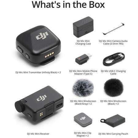 Kit Microfoane Wireless DJI MicMini(2TX+1 RX+Carcasa Inc.),sigilat