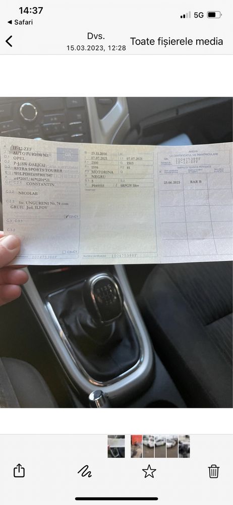Opal 2015 ,1,6 disel,  masina personala euro 6