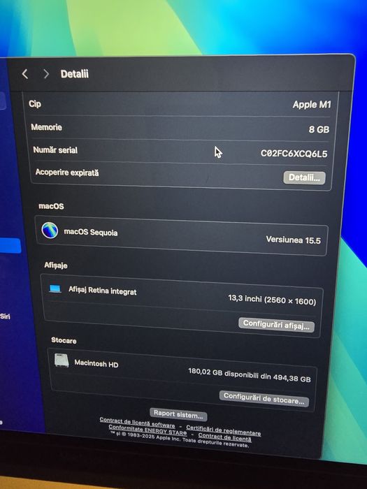 Macbook Air M1, 8c cpu/8c gpu, Ram 8gb, SSD 512gb