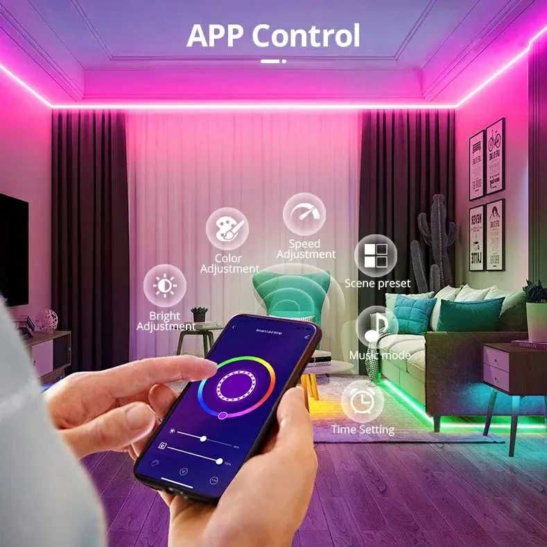 Controller banda led RGB smart wifi tuya cu telecomanda dimmer muzical