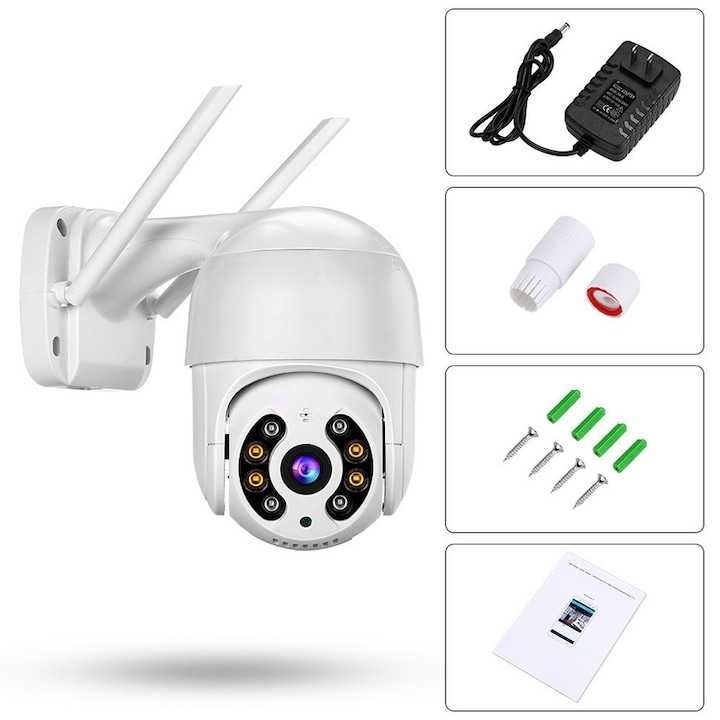 Камера за наблюдение, WIFI, 8 MП FULL HD, Сензор за движение, Бяла