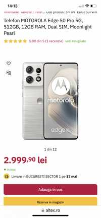 Telefon Motorola Edge 50 Pro sigilat, nou, silver