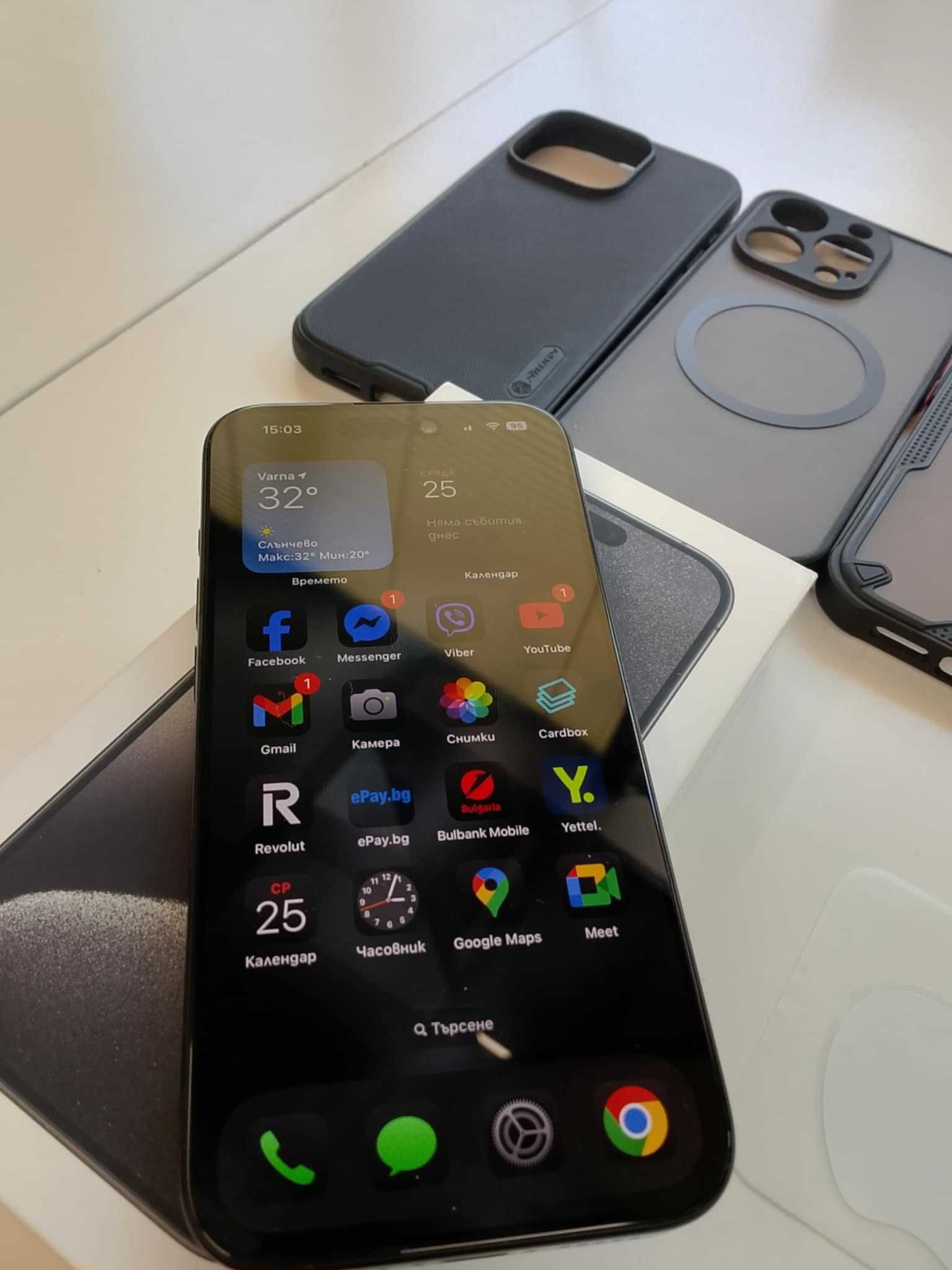 iPhone 15 Pro 128GB Черен титан – Отлично състояние