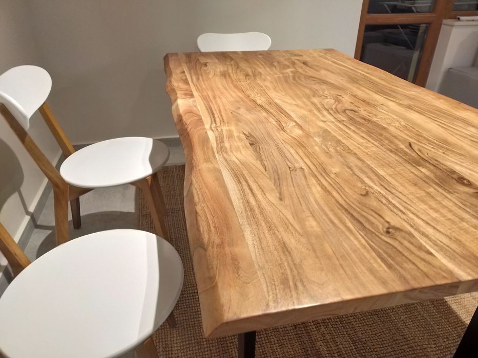 Маса дъб масив, метални крака