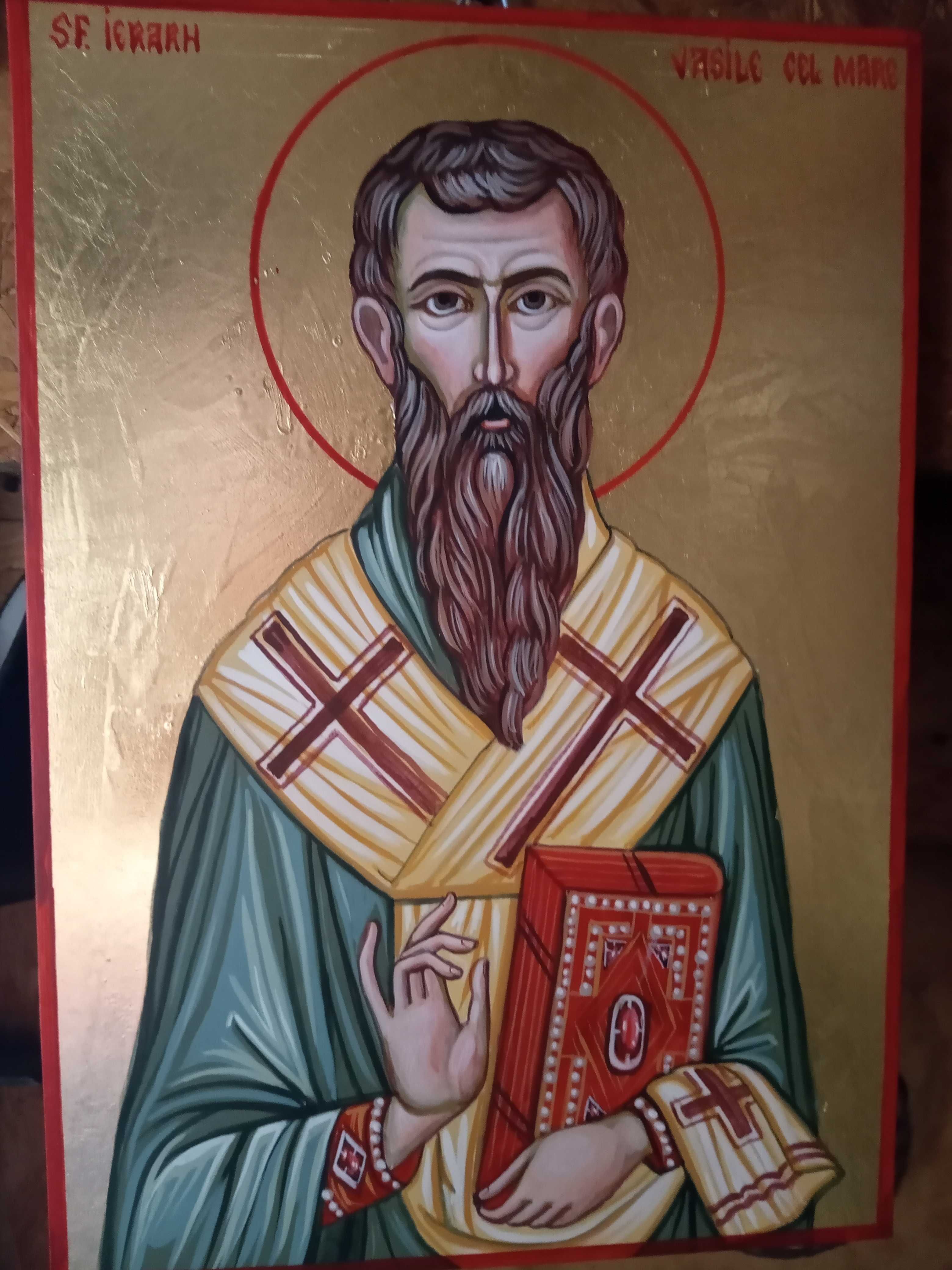 Sfântul Vasile cel Mare, icoana pictata manual 30cm/21cm comanda