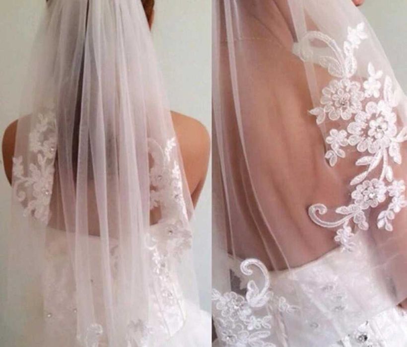 Voal de mireasa cu dantela eleganta si piaptan