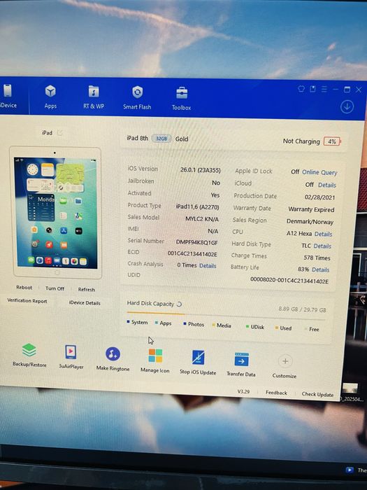 Vând iPad gen 8 wifi 32 gb  10.2 inch impecabil
