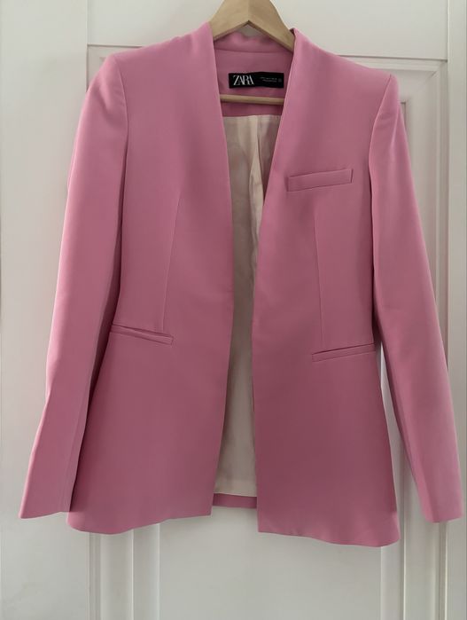 Sacou roz Zara - office - nou - marime S/36 - cambrat