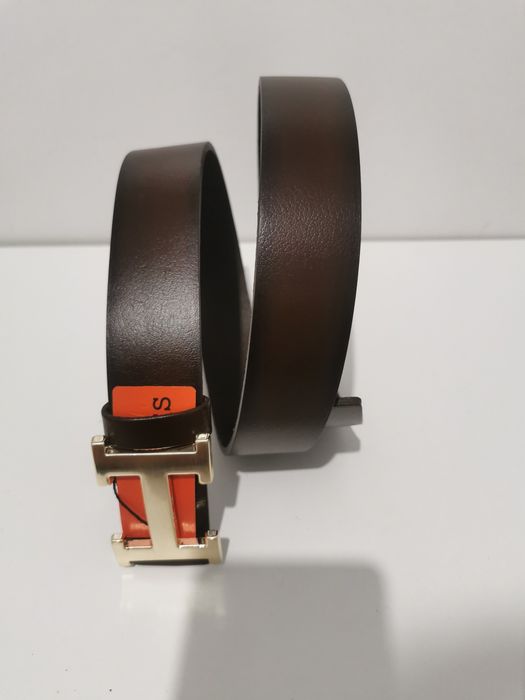 Curele Hermes-piele naturală, logo metalic, model unisex