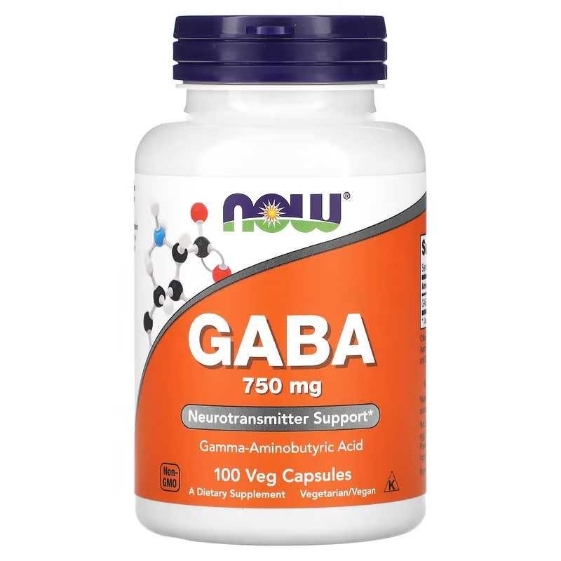 NOW Foods GABA + B6 ГАМК с витамин B6 500 мг 750 мг 1100 и 200 капсул