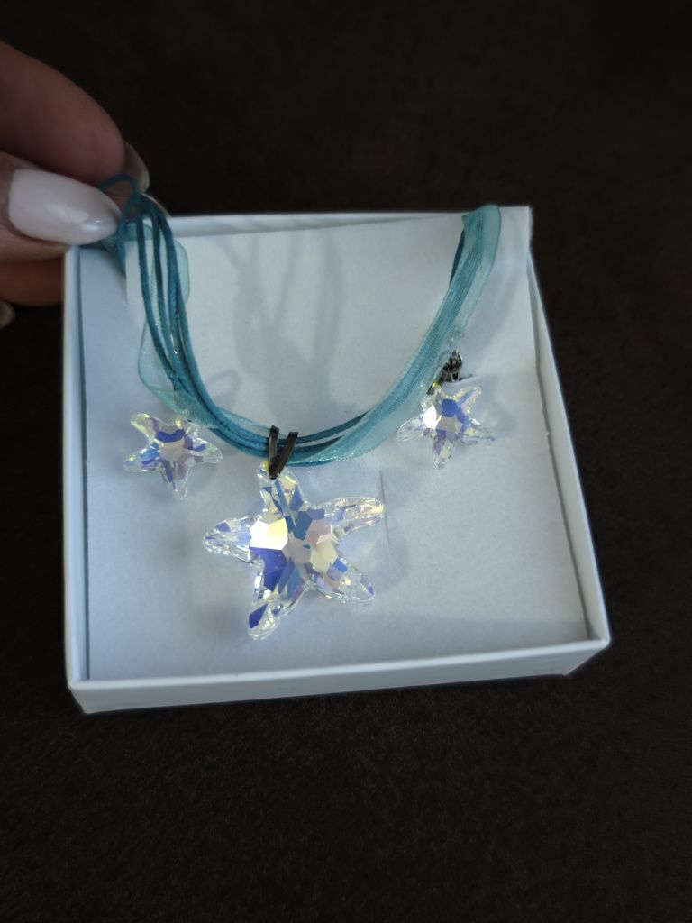 Комплект Swarovski elements  колие и обици морска звезда