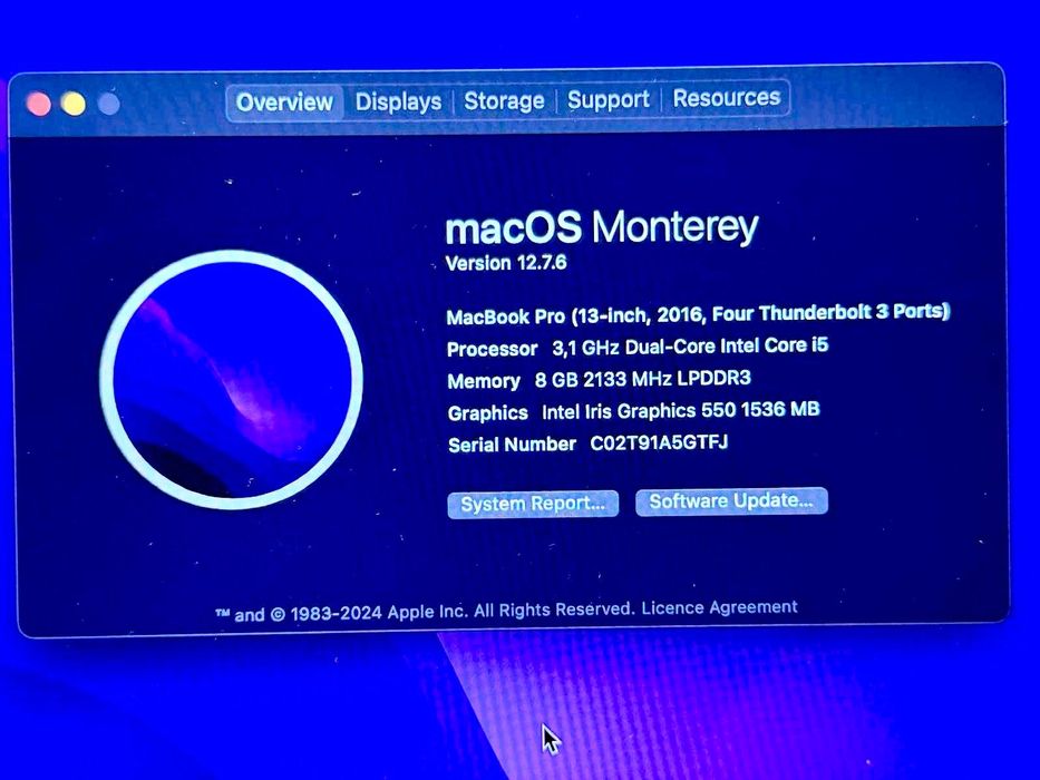 Laptop Apple MacBook Pro13, ecran Retina, 512 GB.