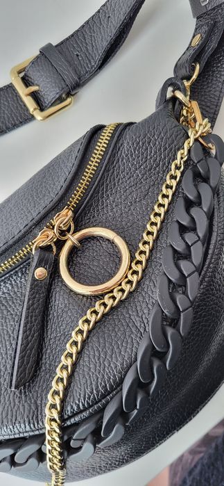 Дамска черна чанта от естествена кожа Vera Pelle