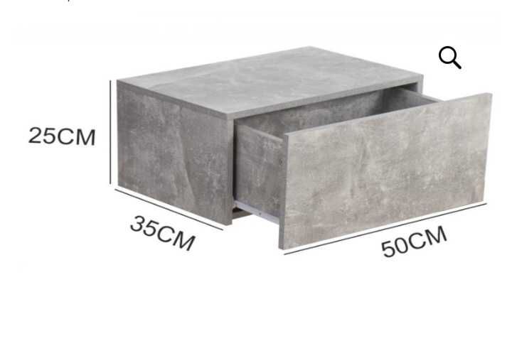 Нощно висящо шкафче -индустриално -50 см ширина в цвят бял ,светъл дъб