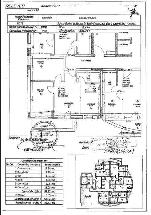 Apartament 3 camere Luceafarul•63 mp(interior+balcon)•panorama centru