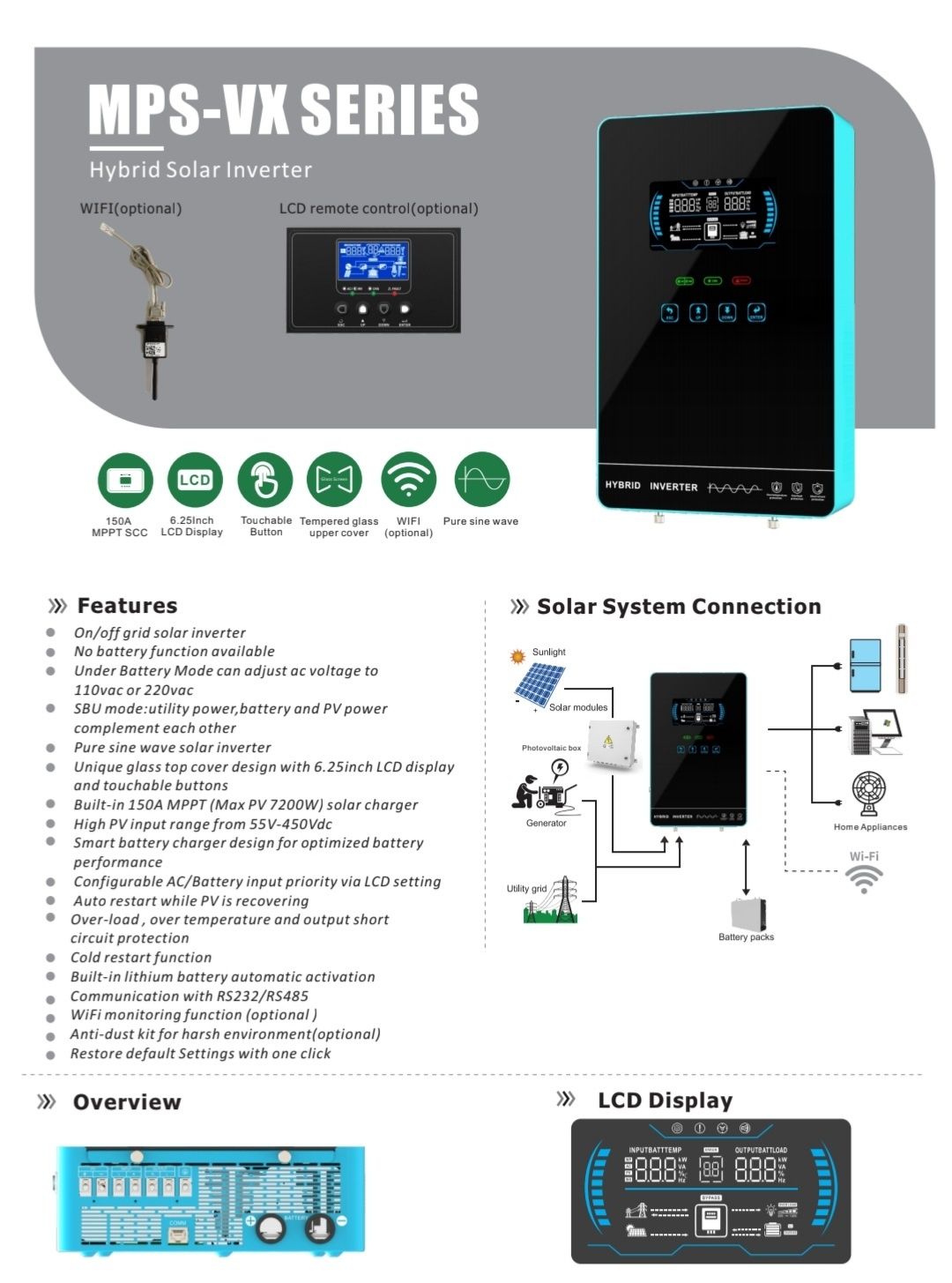 Invertor Hibrid Offgrid Seasolar VX 4.5kw, wi fi