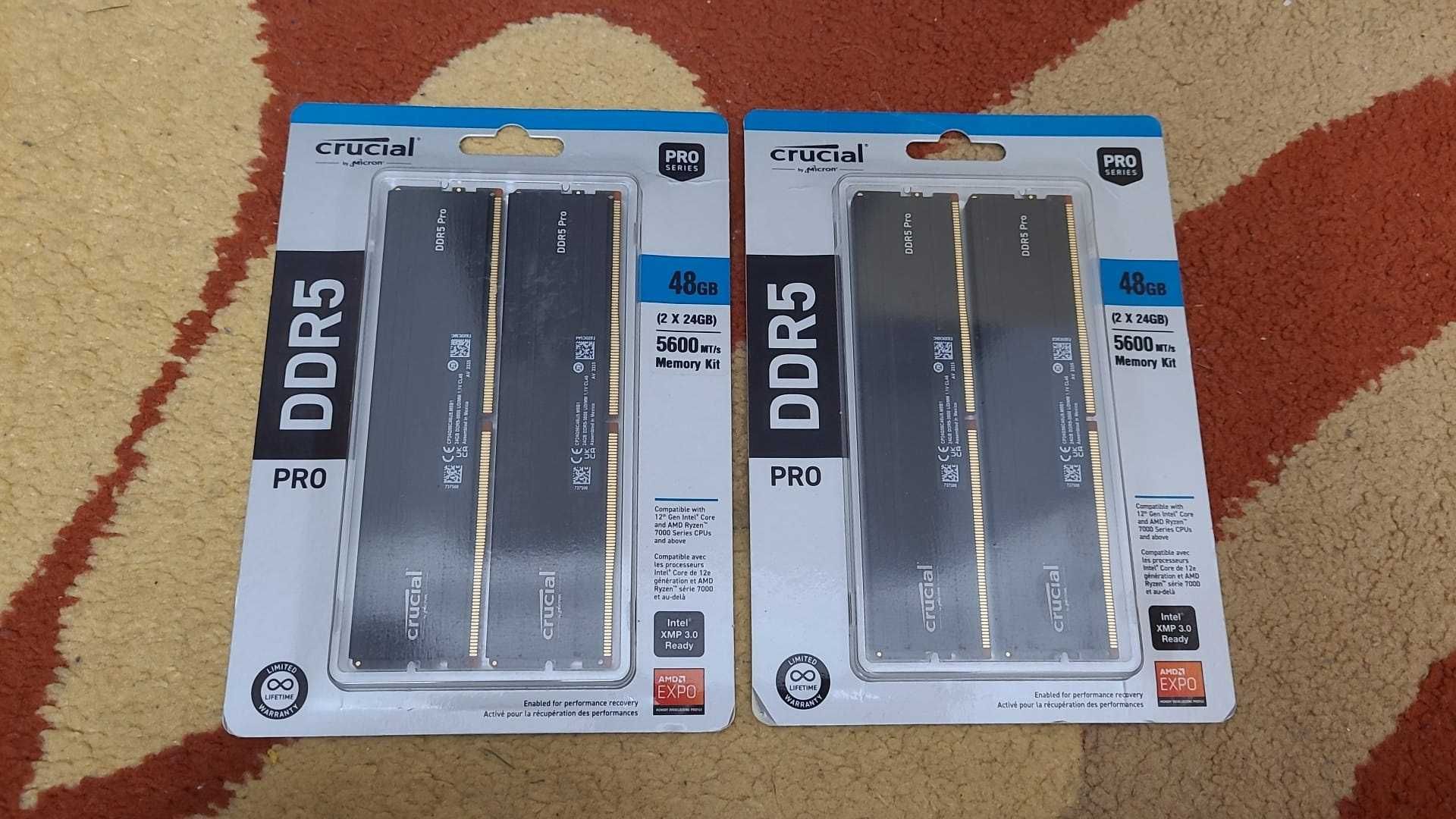 ram Crucial Pro  48GB Kit (2x24GB) DDR5 5600MHz / corsair 32 gb 5600