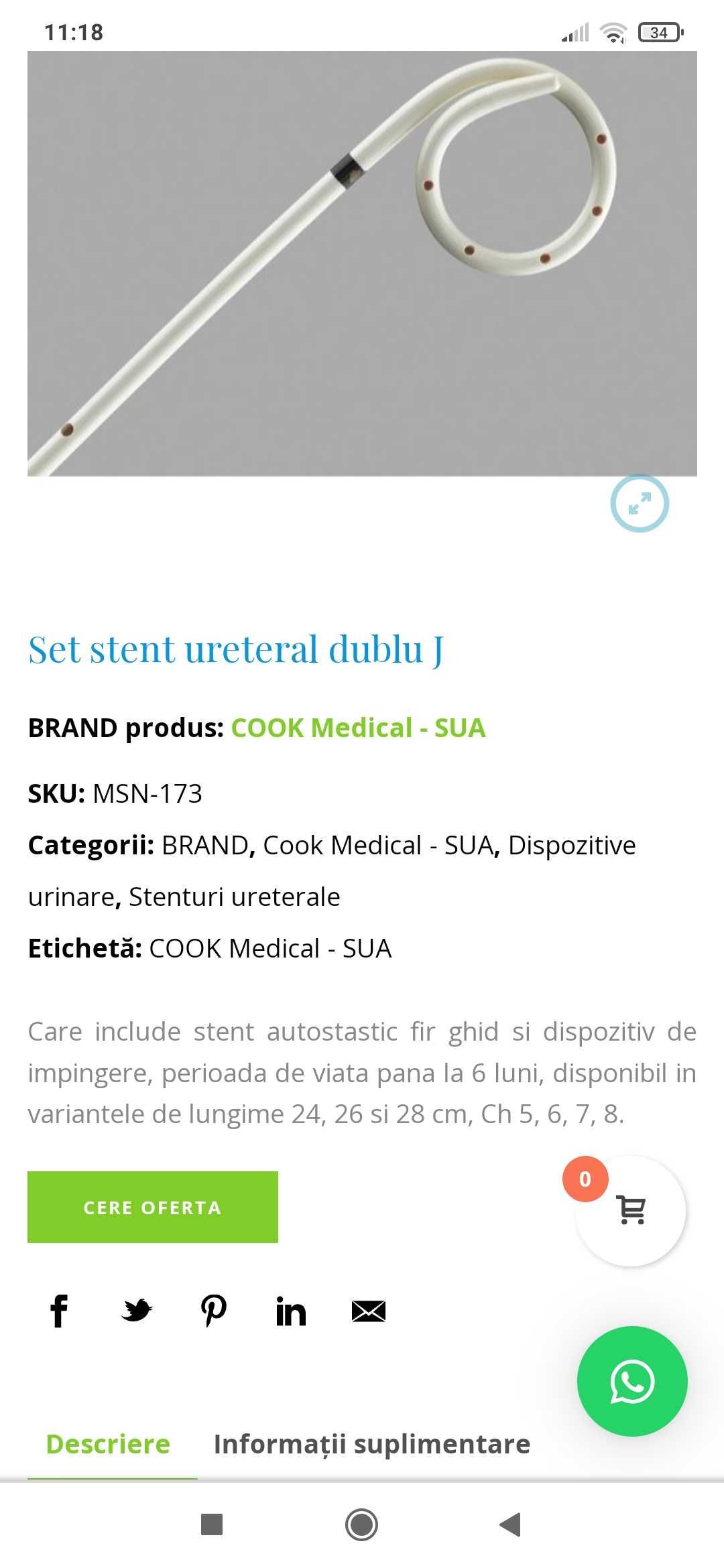 Stand uretral Cook medical