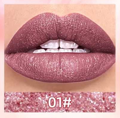 Червило Мат с Блестящи частици QIBEST Pearly Stay up Sequin Lipstick