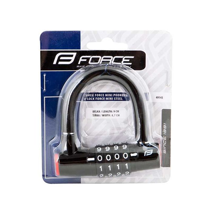 Заключващо устройство за велосипед тип скоба с код FORCE MINI, 9x8,7см