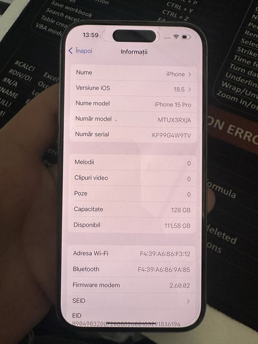 iPhone 15 Pro – 128GB, impecabil, baterie 93%, ca nou