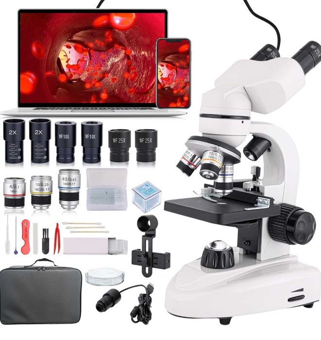 Бинокулярен комбиниран микроскоп 40X-2000X, професионален микроскоп