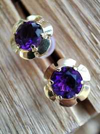 Cercei Aur 14K Cu Ametist Amethyst Floral