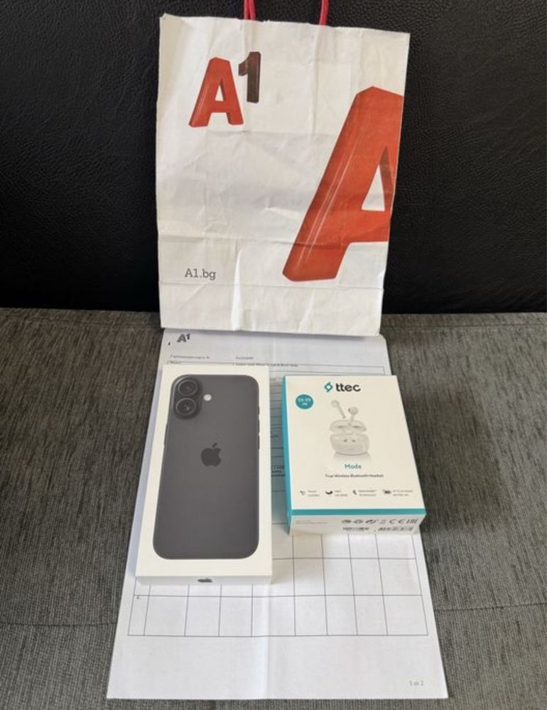 ЗАПЕЧАТАН 128GB iPhone 16 tTec MODE А1 Гаранция 2027г. Black