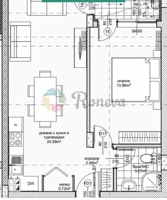 Продава се Двустаен апартамент в Варна, Левски - 61 кв.м за 1000 €/кв.м - Снимка #2