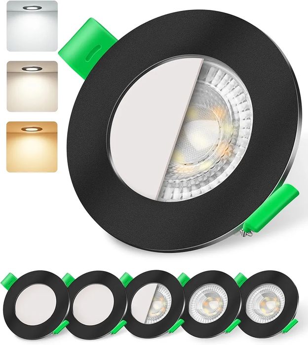 ALUSSO LED IP44 черни луни за вграждане димируеми 6W,540lm тънки 25 мм
